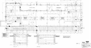 Bietigheim-Bissingen: Dachdraufsicht Hauptbau; Detail Glasbausteinfelder Empfangsgeb. Hauptbau