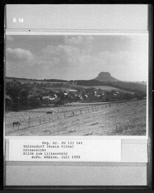Thürmsdorf, Ortsansicht, Blick zum Lilienstein