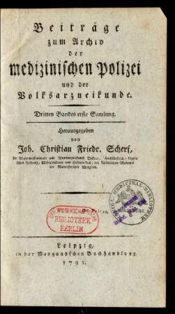 Dritten Bandes erste Samlung