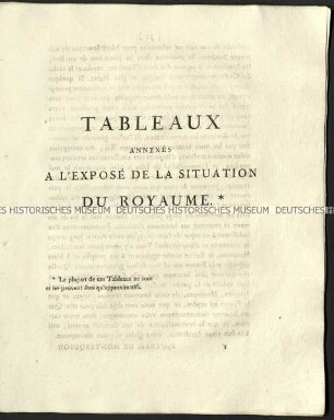 Tabellen zur Abhandlung über den Zustand Frankreichs 1814