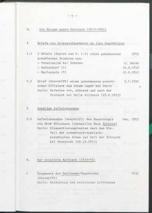 A. Die Kriege gegen Napoleon (1813-1815)