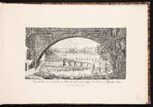 Aussicht von der hölzern Brücke bey dem Einfluß des kleinen Pegnitz Arm. - Wöhrder Türlein, Nürnberg, Pegnitztal