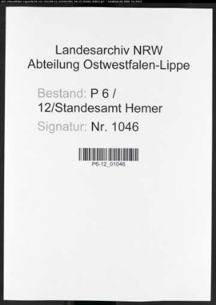 Sterberegister Standesamt Hemer