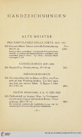 Handzeichnungen (Nr. 263 - 336)
