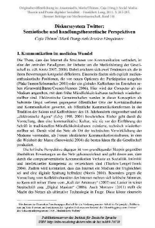 Diskurssystem Twitter: Semiotische und handlungstheoretische Perspektiven