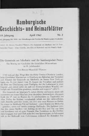 19. Jahrgang, April 1962, Nr. 2