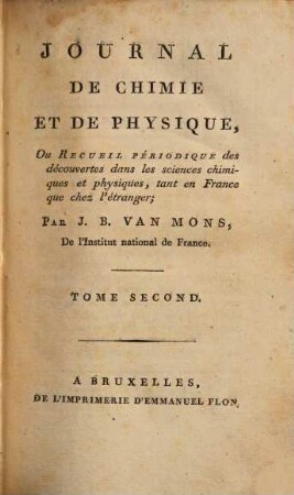 Journal de chimie et de physique. 2. 1802