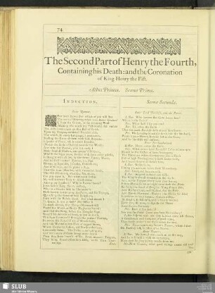 The Second Part of Henry the Fourth, Containing his Death : and the Coronation of King Henry the Fift