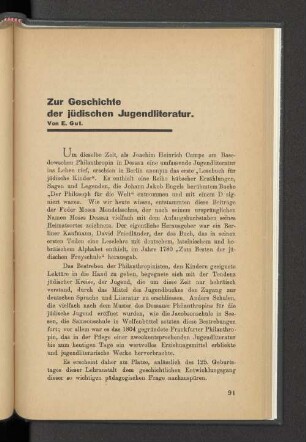 Zur Geschichte der jüdischen Jugendliteratur.