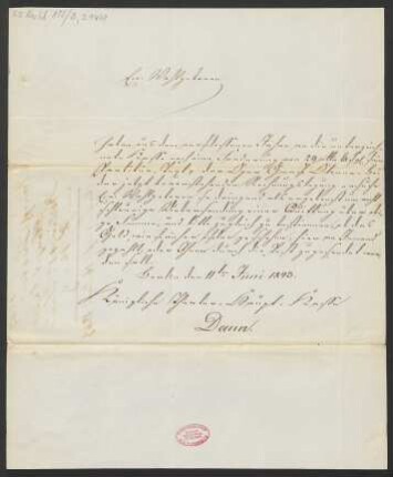 Brief an B. Schott's Söhne : 11.06.1843