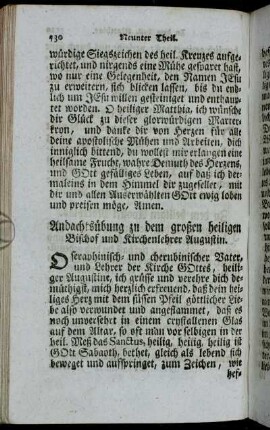 Andachtsübung zu dem großen heiligen Bischof und Kirchenlehrer Augustin. - Von dem heiligen Magno.