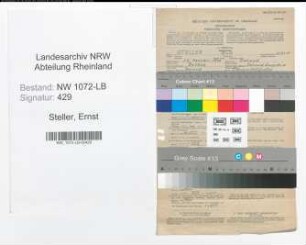 Entnazifizierung Ernst Steller , geb. 12.11.1900 (Kaufmann)