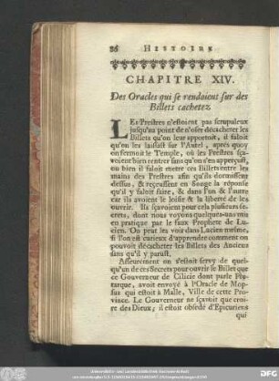 Chapitre XIV. Des Oracles qui se rendoient sur des Billets cachetez.