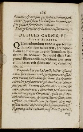De Filiis Carnis, Et Filiis Spiritus