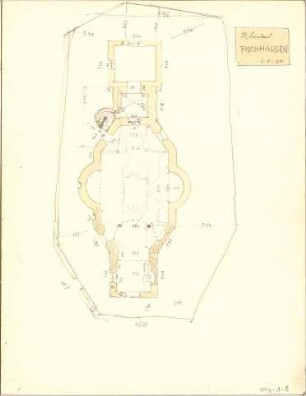 Weysser, C. Fritz; Bayern; Miesbach; Bauaufnahmen (Zeichenheft) - St. Leonhard in Fischhausen (Grundriss)
