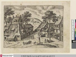 [Village with a Beggar; Dorf mit einem Bettler]