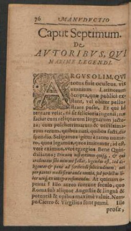 Caput Septimum. De Autoribus, Qui Maxime Legendi.