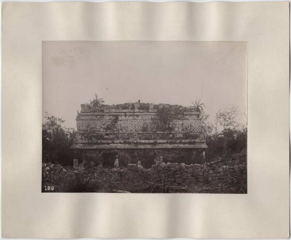 "Temple in the south-east of the nunnery." (With expedition member.)