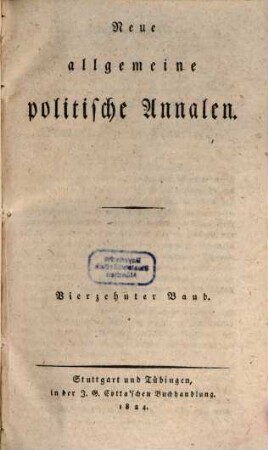Neue allgemeine politische Annalen, 14. 1824