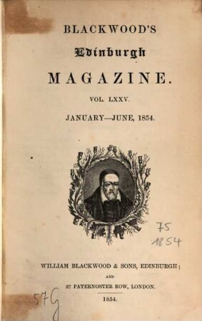 Blackwood's Edinburgh magazine. 75. 1854