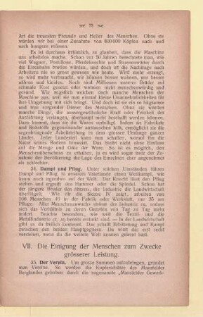 VII. Die Einigung der Menschen zum Zwecke grösserer Leistung