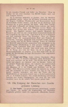 VII. Die Einigung der Menschen zum Zwecke grösserer Leistung