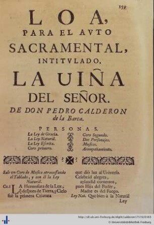 Loa para el Auto Sacramental La Viña del Señor.
