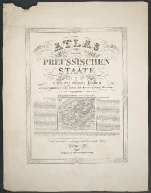 Atlas von dem Preussischen Staate [Titelblatt] : in sieben und dreissig Blättern mit geographischen statistischen und chronologischen Uebersichten