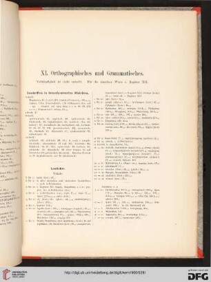 XI: Orthographisches und Grammatisches