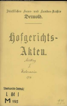 Milting, Georg zu Heiligenkirchen gegen Franz Henrich Watermeier zu Heiligenkirchen - Schuldforderung