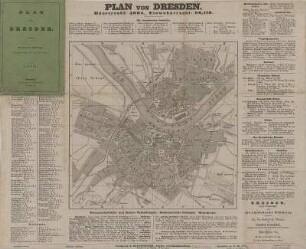 Stadtplan von Dresden, 1:15 000, Schwarzdruck, 1851 : Plan von Dresden : Häuserzahl: 4005, Einwohnerzahl: 90170. - 7. Aufl.. - [Ca. 1:15 000]. - Dresden : Ellezinguer , 1851. - 1 Kt. : Schwarzdr. ; 24 x 24 cm