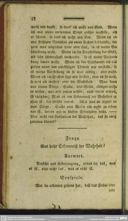 Frage. Was heißt Erkenntniß der Wahrheit?