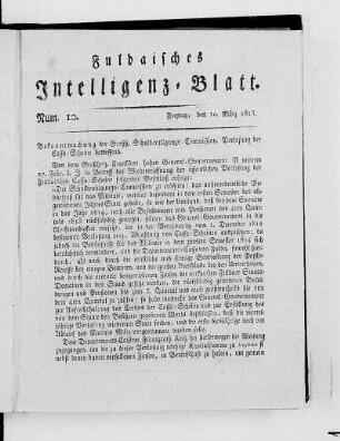 Num. 10, Ausgabe vom 10. März 1815