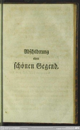 Abschilderung einer schönen Gegend