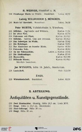 Antiquitäten und Kunstgegenstände (Nr. 230-520)