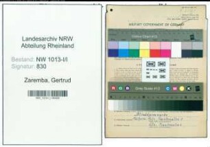 Entnazifizierung Gertrud Zaremba , geb. 29.09.1906 (Fuersorgerin)