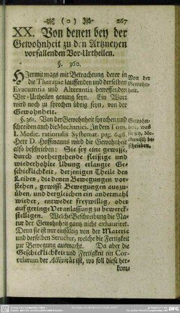 XX. Von denen bey der Gewohnheit zu den Artzneyen vorfallenden Vor-Urtheilen