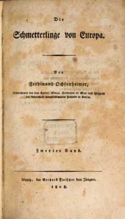 Die Schmetterlinge von Europa, 2. Schwärmer, oder Abendschmetterlinge