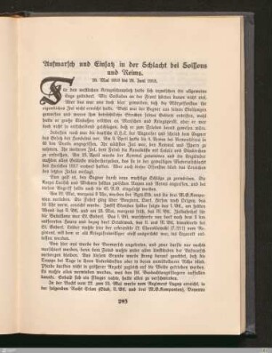 Aufmarsch und Einsatz in der Schlacht bei Soissons und Reims