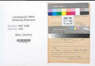 Entnazifizierung Gerhard Stein , geb. 07.10.1911 (Lehrer)