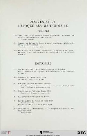 Souvenirs de l‘epoque revolutionnaire (Nr. 1-59)