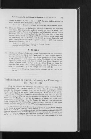Verhandlungen zu Lübeck, Schleswig und Flensburg. - 1417 Nov. 6-30.