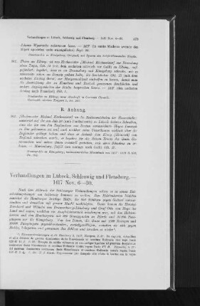 Verhandlungen zu Lübeck, Schleswig und Flensburg. - 1417 Nov. 6-30.
