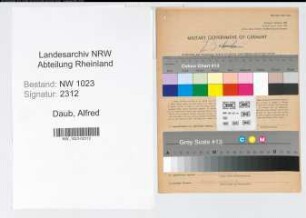 Entnazifizierung Alfred Daub , geb. 28.04.1909 (Ingenieur)
