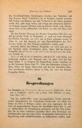 429-431 [Rezension] Quievreux, François, Les paraboles