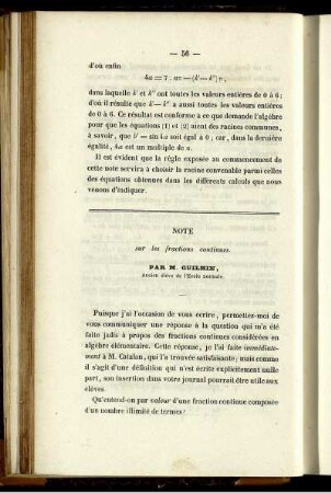 Note sur les fractions continues.