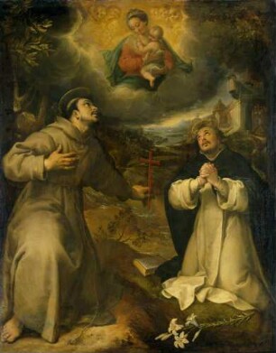 Maria erscheint den Heiligen Franziskus und Dominikus
