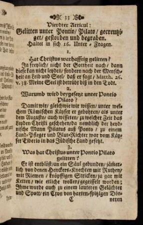 33-39, 4. Gelitten unter Pontio, Pilato, gecreutziget, gestorben und ...