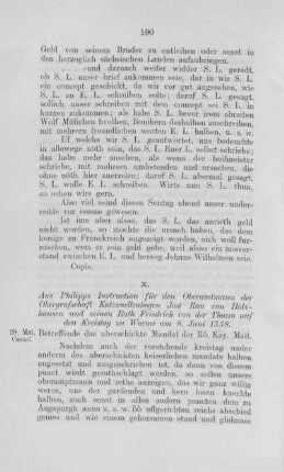X. Aus Philipps Instruction für denOberamtmann der Obergrafschaft Katzenellenbogen Jost Rau von Holzhausen ... am 8. Juni 1558. 28. Mai, Cassel.