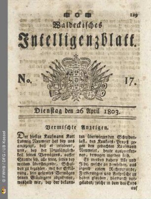 No. 17. Dienstag den 26 April 1803